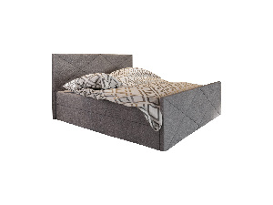 Manželská posteľ Boxspring 140 cm Milagros Comfort 4 (sivá) (s matracom a úložným priestorom)