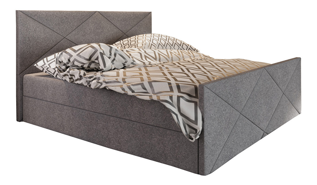Manželská posteľ Boxspring 200 cm Milagros Comfort 4 (sivá) (s matracom a úložným priestorom)