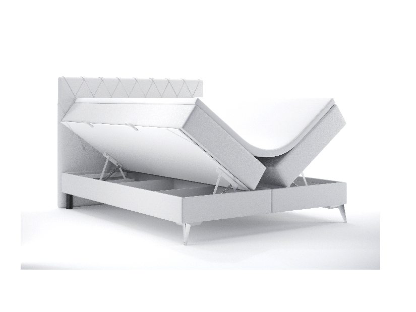 Kontinentálna posteľ 140 cm Miror (biela ekokoža) (s úložným priestorom)