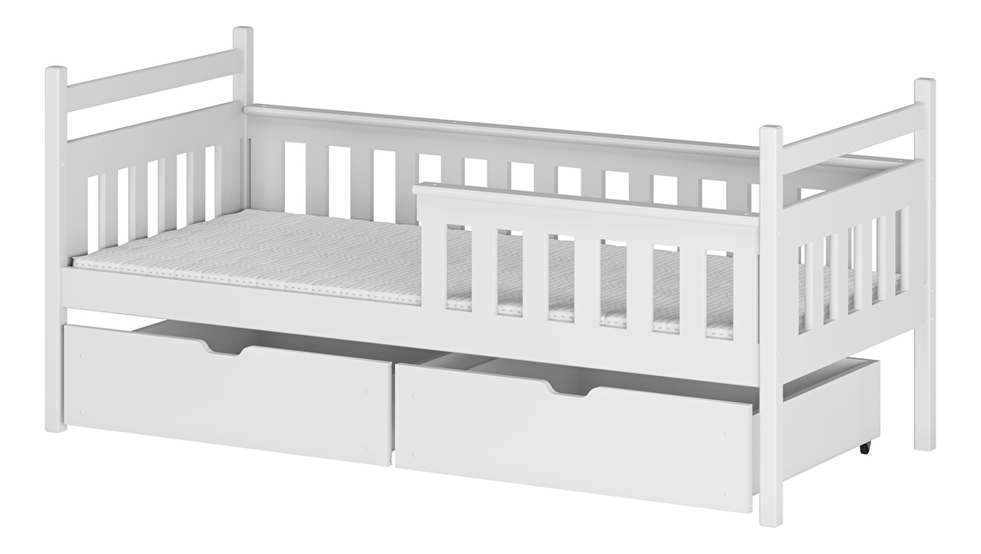 Detská posteľ 90 x 190 cm Emelda (s roštom a úl. priestorom) (biela)