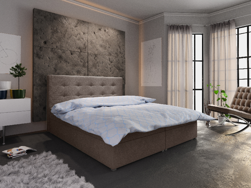 Manželská posteľ Boxspring 180 cm Fade 1 Comfort (hnedá) (s matracom a úložným priestorom)