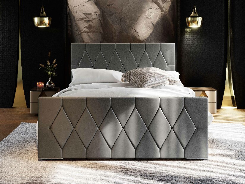 Manželská posteľ 140 cm Alex (sivá) (s roštom a úložným priestorom)