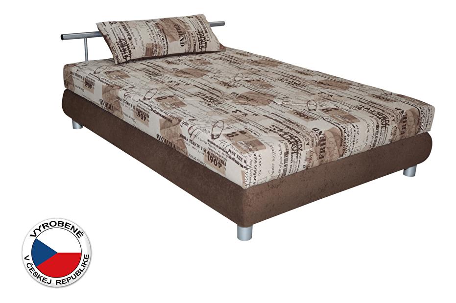 Manželská posteľ 140 cm Blanár Adriana (vzor Sevila 24-40 + hnedá) (s roštom a matracom)