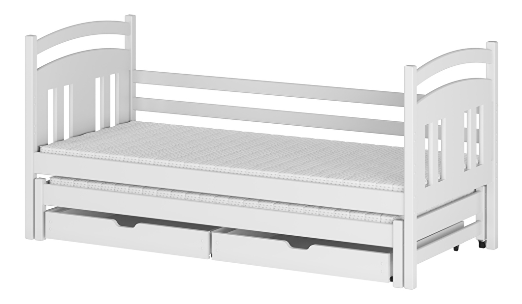 Detská posteľ 90 x 190 cm FELTON (s roštom a úl. priestorom) (biela)