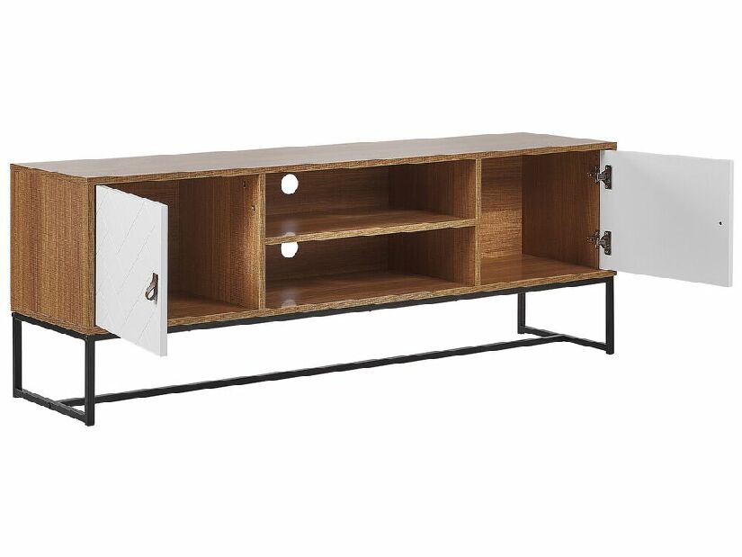 TV stolík/skrinka NAVVEA (svetlé drevo + biela)