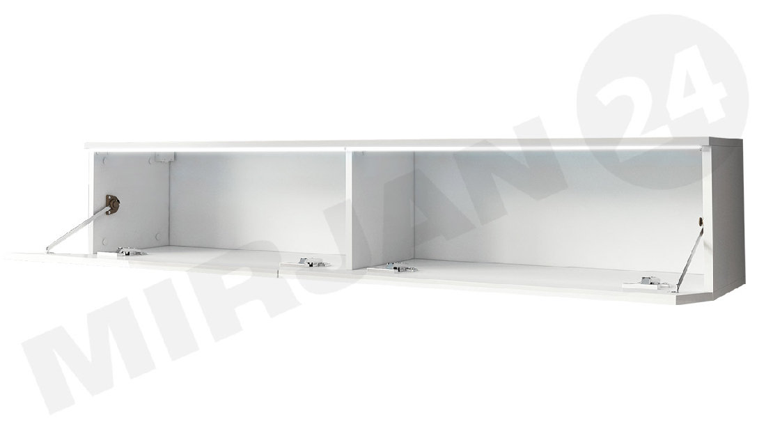 TV stolík/skrinka Dilune 140 (biela + biely lesk) (osvetlenie led biele)