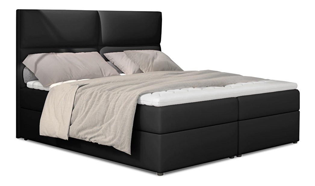 Manželská posteľ Boxspring 165 cm Alyce (čierna) (s matracmi)