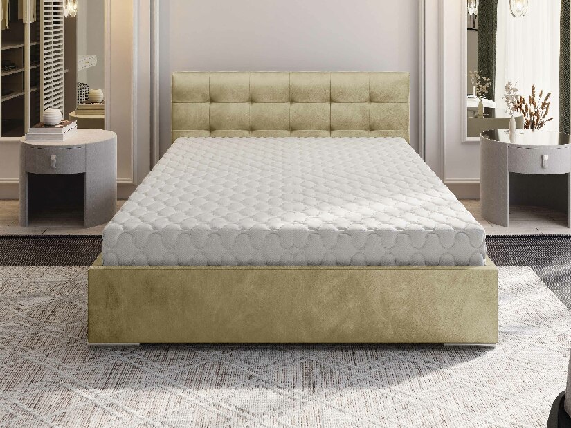 Manželská posteľ 160 cm Hermila (béžová) (s roštom a úložným priestorom)