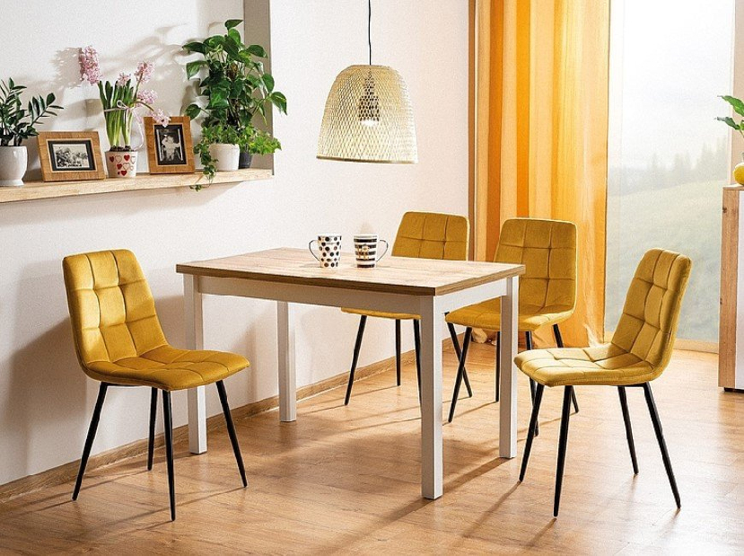 Jedálenský stôl 100 cm Alfred (craft zlatý + sivá) (pre 4 osoby)