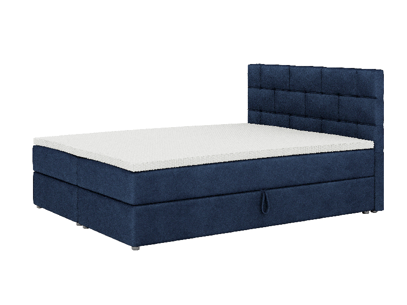 Kontinentálna posteľ 140x200 cm Waller Comfort (tmavomodrá) (s roštom a matracom)