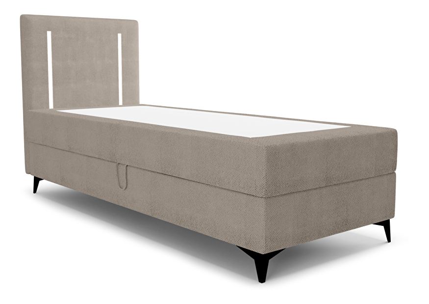 Jednolôžková posteľ 90 cm Ortega Bonell (hnedosivá) (s roštom, bez úl. priestoru) (s LED osvetlením)