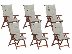 Set 6 ks. záhradných stoličiek TRATORIA (tmavočervená + béžová + sivá)