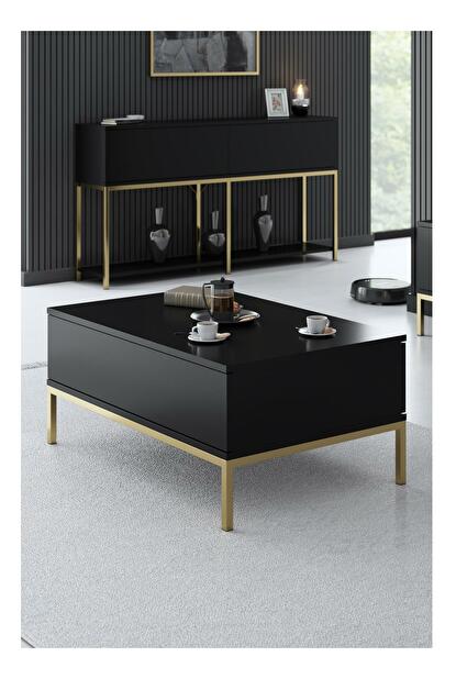 Konferenčný stolík Lurde (čierna + zlatá)