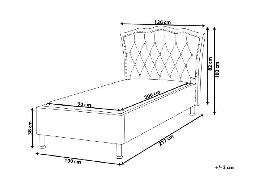 Jednolôžková posteľ 200 x 90 cm Metty (béžová) (s roštom)