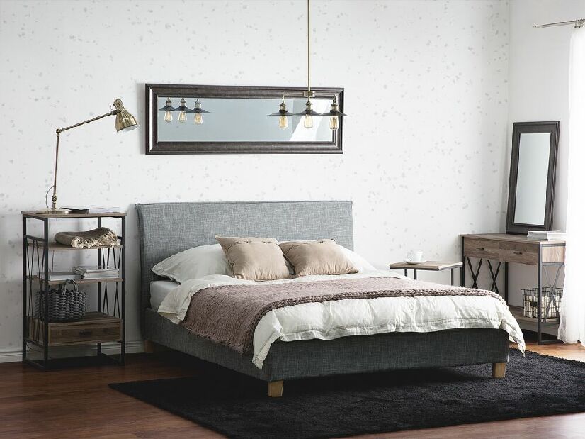 Manželská posteľ 140 cm SANCHEZ (s roštom) (sivá)