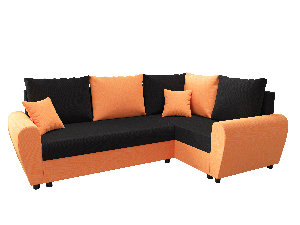 Rohová sedacia súprava Fleur Plus (oranžová + čierna) (P)
