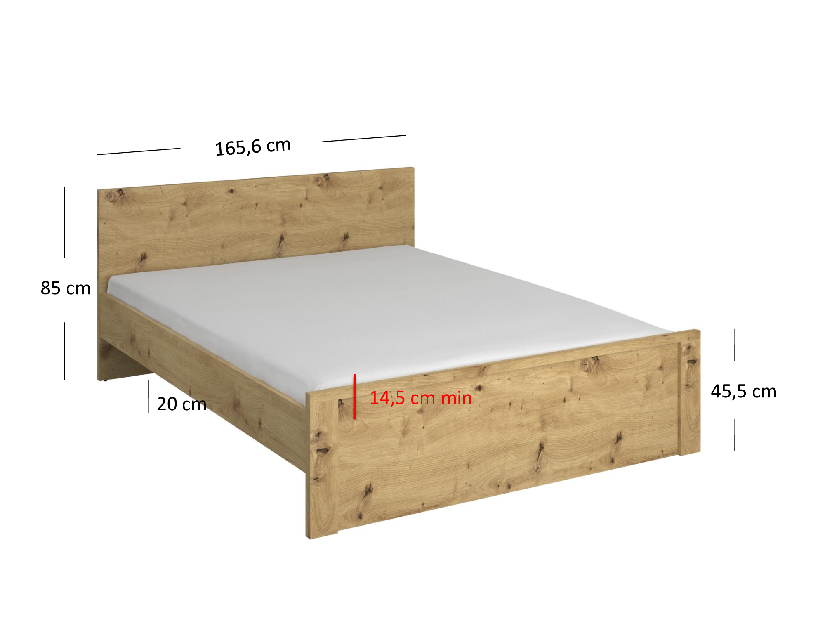 Manželská posteľ 160 cm Andra (dub artisan) (bez roštu a matraca)