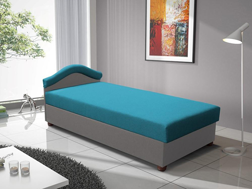 Jednolôžková posteľ (váľanda) 80 cm Aurum (modrá + sivá)