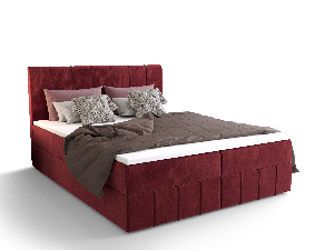 Manželská posteľ Boxspring 180 cm Barack (bordová) (s matracom a úložným priestorom)