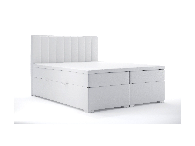 Kontinentálna posteľ 180 cm Ranaly (biela ekokoža) (s úložným priestorom)