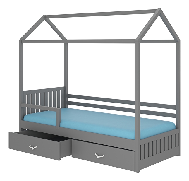 Detská posteľ 180x80 cm Rosie II (s roštom a matracom) (sivá)