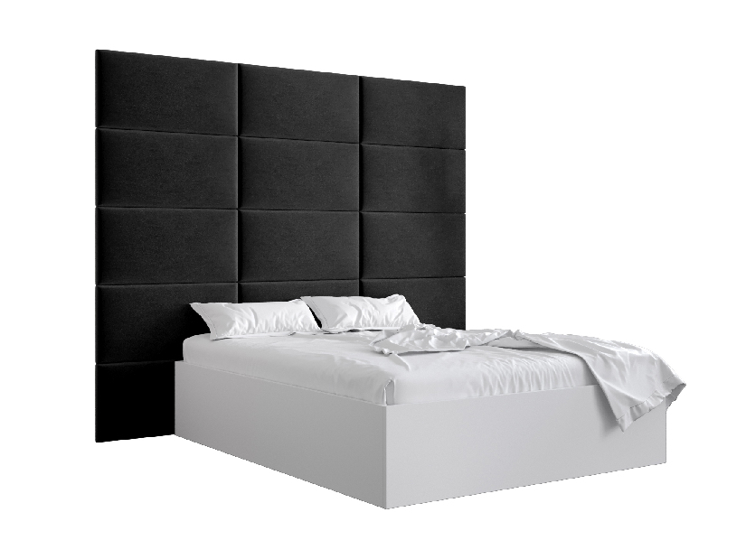 Manželská posteľ s čalúneným čelom 160 cm Brittany 1 (biela matná + čierna) (s roštom)