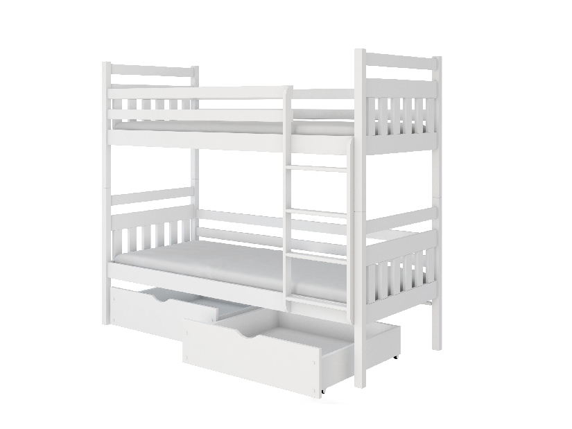 Detská posteľ 80 x 180 cm ARAS (s roštom a úl. priestorom) (biela)