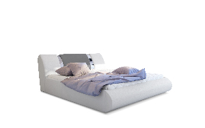 Manželská posteľ 140 cm Fabio (biela + svetlosivá) (s roštom a úl. priestorom)