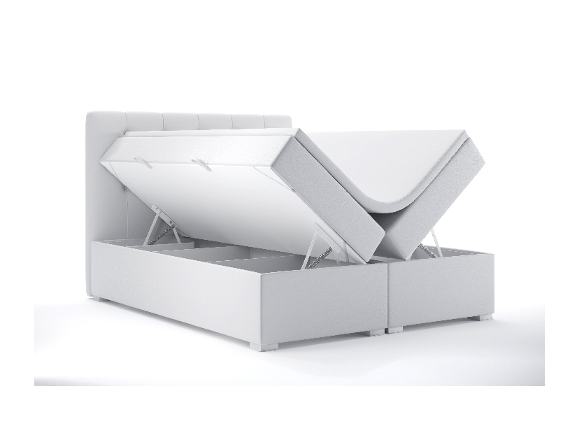 Manželská posteľ Boxspring 180 cm Ronda (biela ekokoža) (s úložným priestorom)