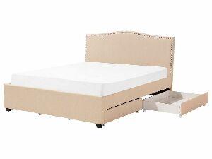 Manželská posteľ 180 cm MONTHY (s roštom a úl. priestorom) (béžová)