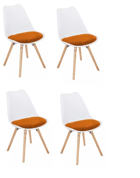 Set 4 ks jedálenských stoličiek Samim (oranžová + buk) *výpredaj