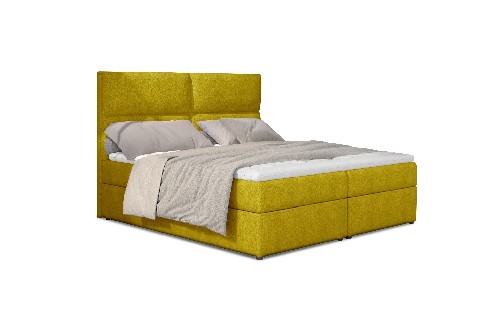 Manželská posteľ Boxspring 165 cm Alyce (žltá) (s matracmi)