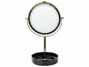 Kozmetické zrkadlo Shevaun (zlatá + čierna) (s LED osvetlením)