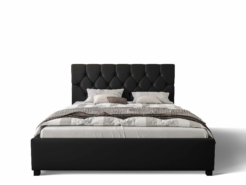 Manželská posteľ 180 cm Sylvie (čierna) (s roštom a úložným priestorom)
