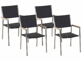 Set 4 ks záhradných stoličiek Giggles (čierny ratan)