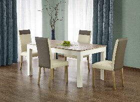 Jedálenský stôl Shana (dub sonoma + biela) (pre 6 až 12 osôb)