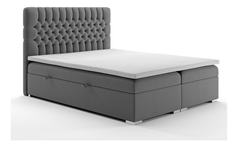 Manželská posteľ Boxspring 140 cm Daliny (sivá) (s úložným priestorom)