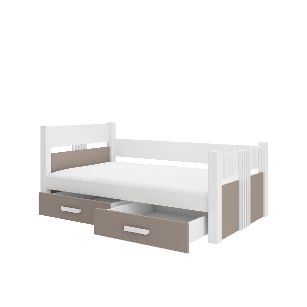 Detská posteľ 200x90 cm s matracom Buppi (hnedá)