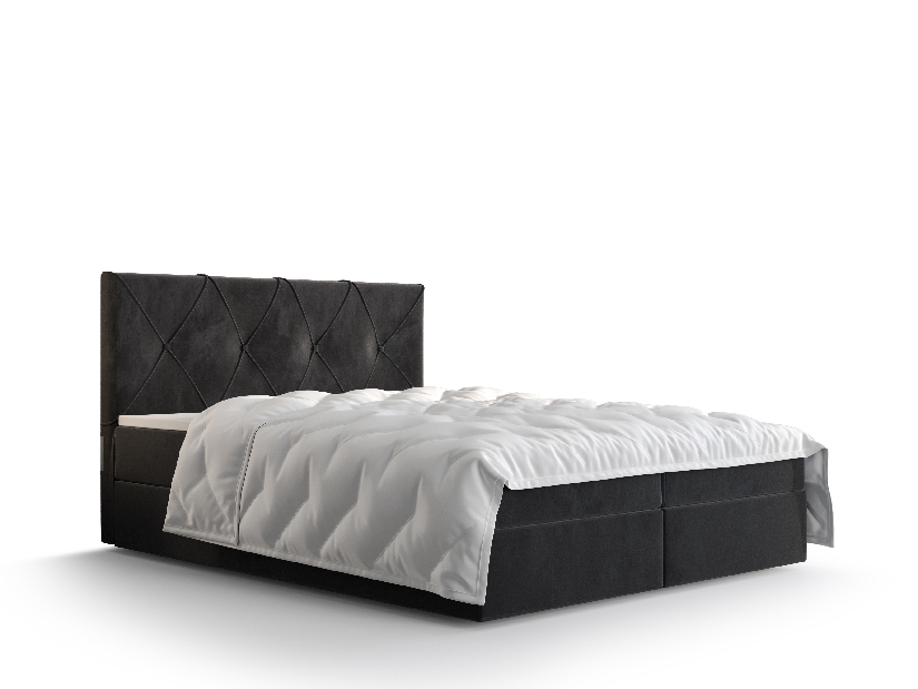 Manželská posteľ Boxspring 180 cm Athena Comfort (čierna) (s matracom a úložným priestorom)