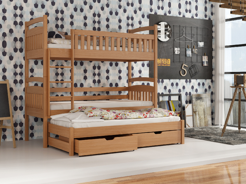 Detská posteľ 90 x 190 cm ARLEN (s roštom a úl. priestorom) (buk)