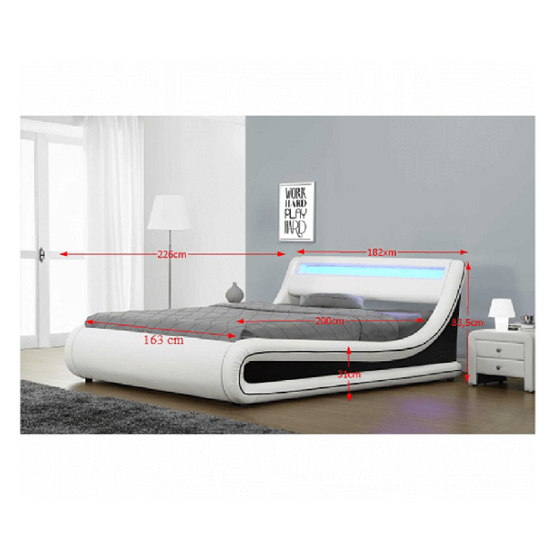 Manželská posteľ 160 cm Milda (s roštom, úl. priestorom a LED)