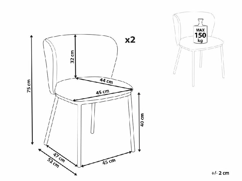 Set 2 ks jedálenských stoličiek Minik (béžová)
