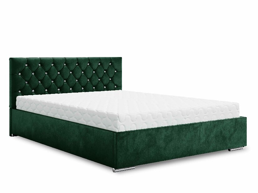 Manželská posteľ 180 cm Kerry (tmavozelená) (s roštom a úložným priestorom)