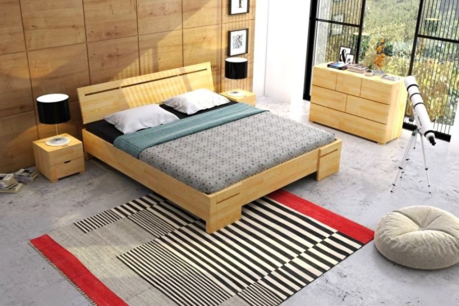Manželská posteľ 160 cm Naturlig Bokeskogen High BC (borovica)