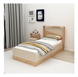 Jednolôžková posteľ 90 cm Mekali 3 (borovica atlantická + béžová) (s roštom)
