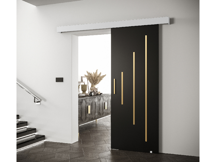 Posuvné dvere 90 cm Sharlene Y (čierna matná + biela matná + zlatá)