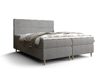 Manželská posteľ  Boxspring 140 cm Flu (sivá) (s matracom a úložným priestorom)