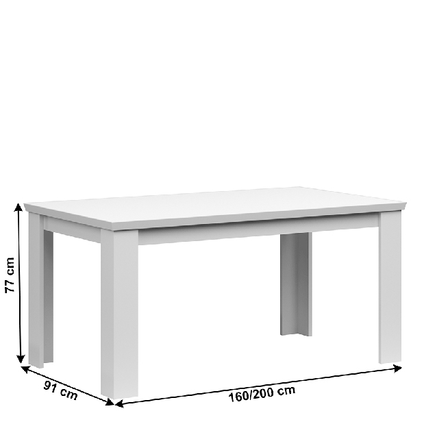 Jedálenský stôl Aryness (biela) (pre 6 až 8 osôb)