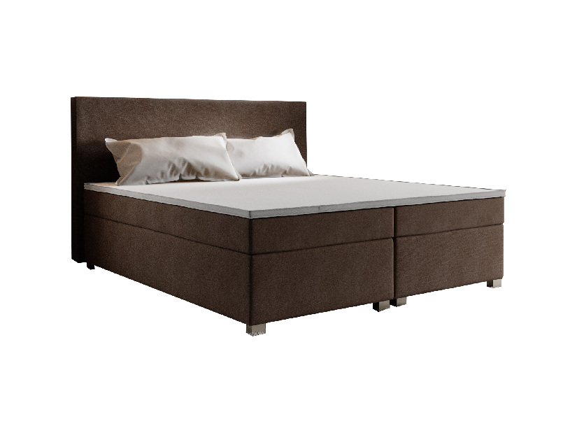 Manželská posteľ Boxspring 160 cm Simon (tmavohnedá) (s matracom, bez úložného priestoru)