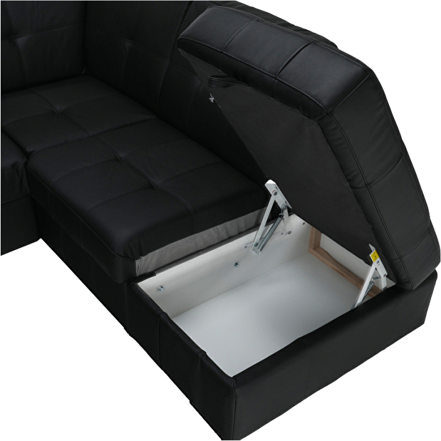 Kožená rohová sedačka Thaldia (čierna) (P)